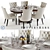 Elegant Pottery Barn Dining Set 3D model small image 1