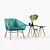 Modern Facet Accent Chair + Orion Side Tables 3D model small image 1