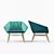 Modern Facet Accent Chair + Orion Side Tables 3D model small image 3