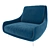 Deco Metal Armchair with Upholstered Seat 3D model small image 1