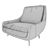 Deco Metal Armchair with Upholstered Seat 3D model small image 3