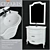 Cezares LAURA 90 Bianco Perla Frassinato: Under Sink Base with Ceramic Sink, Mirror, and Sink Mixer 3D model small image 1