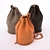 Elegant Leather Drawstring Bag 3D model small image 1