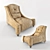 Elegant Velvet Armchair 3D model small image 1