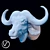 Buffalo Head Plaster Sculpture 3D model small image 2