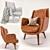 Retro Comfort: Mid Century Sofa Set 3D model small image 2