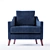 Luxury Como Velvet Armchair 3D model small image 2