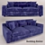 DayDream Glamour Sofa - Blue 3D model small image 1