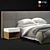 Sleek Wood and Fabric Bedframe 3D model small image 2