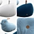 "Whimsical Bird and Wal Kids' Bean Bags 3D model small image 3