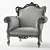 Elegant Tiffany Armchair: 105 cm, 40 cm seat height 3D model small image 2