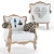 Hand-carved Wooden Chair with Hand-painted Fabric 3D model small image 1