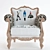 Hand-carved Wooden Chair with Hand-painted Fabric 3D model small image 2