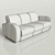 Executive Leather Office Sofa 3D model small image 3