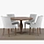 Lamier Dining Table Set: 4 Tuva Beige Chairs 3D model small image 1