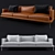 Luxury Leather Sofa with Pillows 3D model small image 3