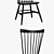 Modern Black Wood Dining Chair 3D model small image 2