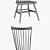 Modern Black Wood Dining Chair 3D model small image 3