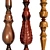 Handcrafted Carved Balusters - Set of 4 3D model small image 2