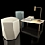 Luxury Ottoman Set with Designer Lamp 3D model small image 1