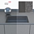 Dupont Black Corian Kitchen Countertops 3D model small image 3