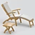 Teak Summer Set - Classic Steamer Chair & Footstool 3D model small image 1