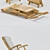 Teak Summer Set - Classic Steamer Chair & Footstool 3D model small image 2