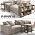 Flexform Groundpiece Sofa & Jiff Tables 3D model small image 2