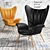 Title: Modern Metal and Leather Armchair 3D model small image 1