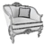 Adone Single Sofa - Elegant White Gold Finish 3D model small image 3