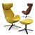 Sleek Tacchini Shelter Chair & Ottoman 3D model small image 1