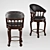 Crafted Leather Swivel Barstool 3D model small image 2