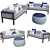 Modern Stripe Bench Set 3D model small image 1