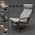 Modern Comfort: IKEA POÄNG Chair 3D model small image 1