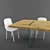 TonelliDesign Aged Oak Table Set 3D model small image 3