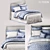 French Blue Edged Border Bedding 3D model small image 1