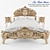 Regal Rococo Carved Bed in Antique Gold 3D model small image 1