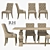 Restoration Hardware Martine Chairs & Salvaged Wood Table Set 3D model small image 1