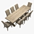 Restoration Hardware Martine Chairs & Salvaged Wood Table Set 3D model small image 2