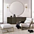 RH Modern Living Set: Milo Baughman Fabric Chair, Ottoman, Mirror, Sconce, Rug, Sideboard, Decor Bowls, 3D model small image 1