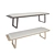 Modern Taupe & Walnut Dining Bench 3D model small image 1