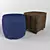 Velvet Cushion Ottoman 3D model small image 1