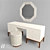 Elegant Vanity Set with Mirror & Ottoman 3D model small image 1