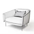 Modern Armchair with Fabric Upholstery 3D model small image 3