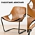 Stylish Leather Lounge Chair 3D model small image 1