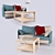 Sleek 2-Seater Sofa with Table 3D model small image 1