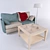 Sleek 2-Seater Sofa with Table 3D model small image 2