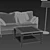 Sleek 2-Seater Sofa with Table 3D model small image 3