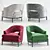 Baker Carnelian Lounge Chair Set: Exquisite Design in 6 Vibrant Colors! 3D model small image 2