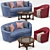 Title: Anthony Baratta Isla Sofa & Rocco Swivel Chair Set 3D model small image 1